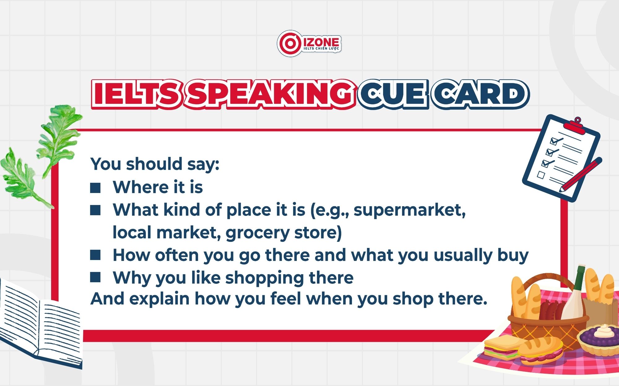 Cue card chủ đề describe somewhere you like to shop for food