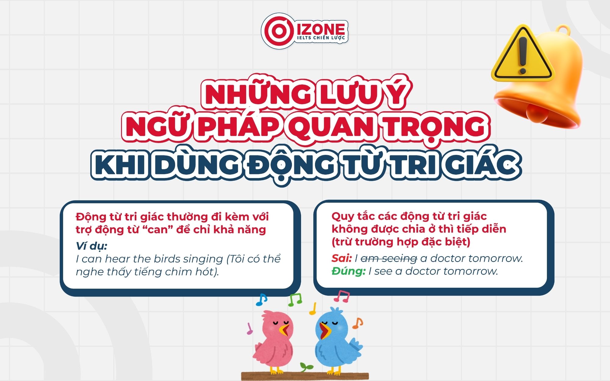 Những lưu ý ngữ pháp quan trọng khi dùng Động từ tri giác
