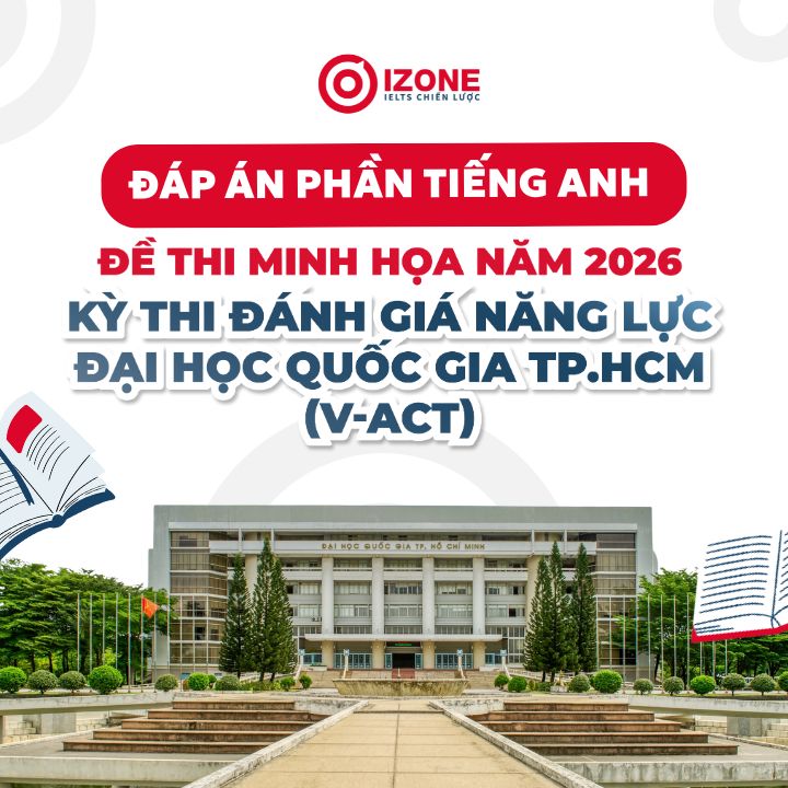 Đáp án phần tiếng Anh đề thi minh họa năm 2026 – Kỳ thi Đánh giá năng lực Đại học Quốc Gia TP.HCM (V-ACT)