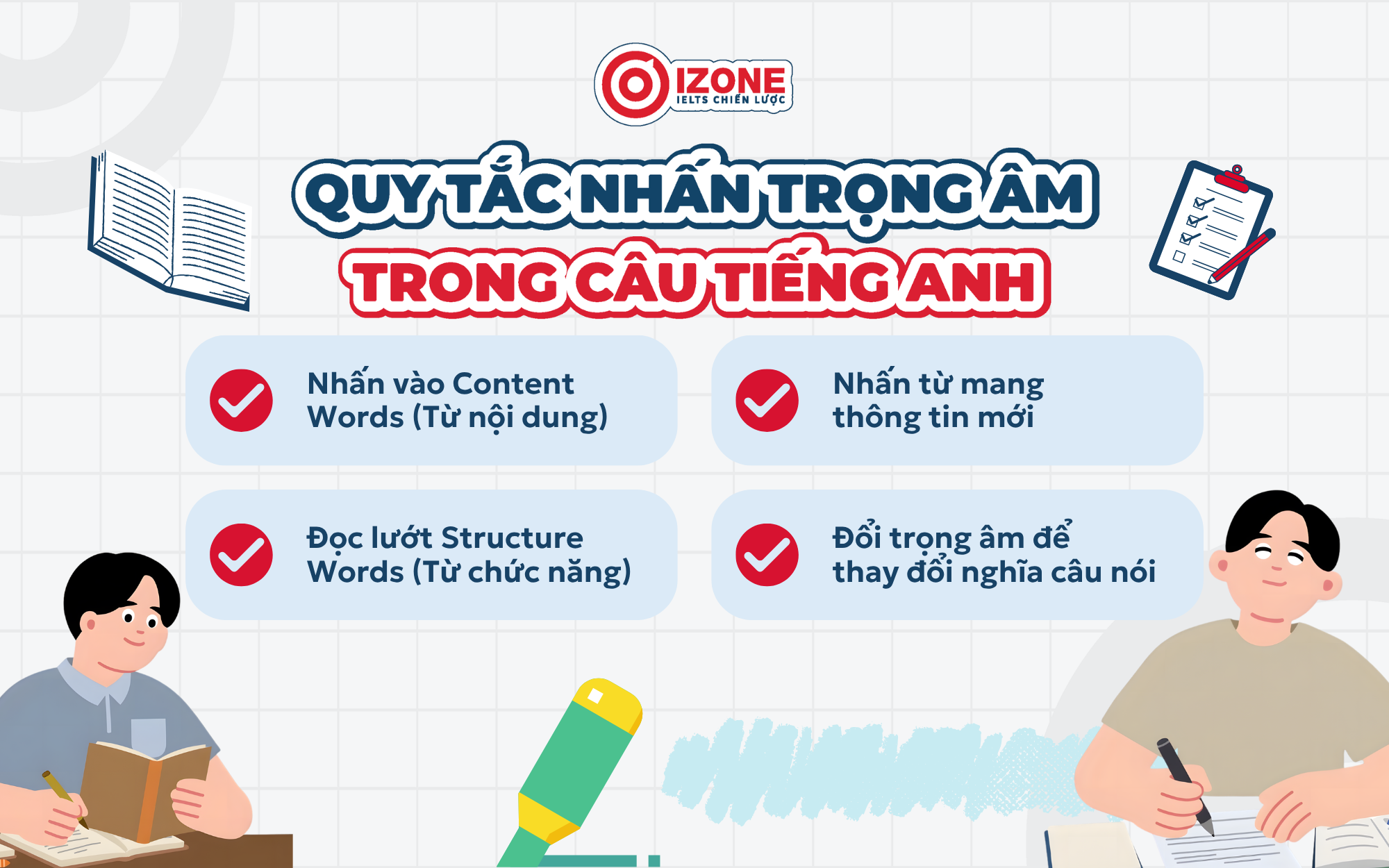 Quy tắc nhấn trọng âm trong câu tiếng Anh