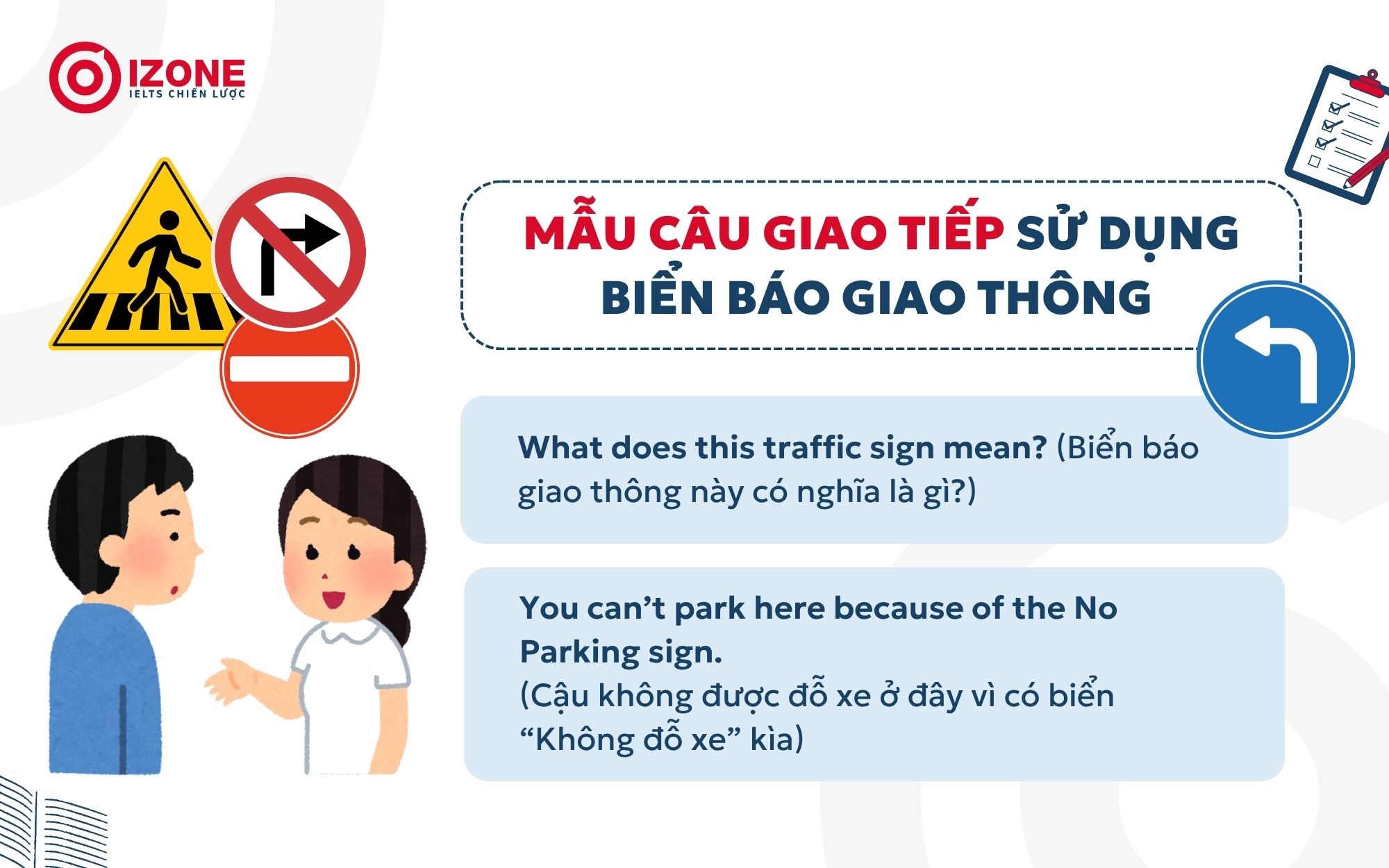Mẫu câu giao tiếp biển báo giao thông tiếng anh