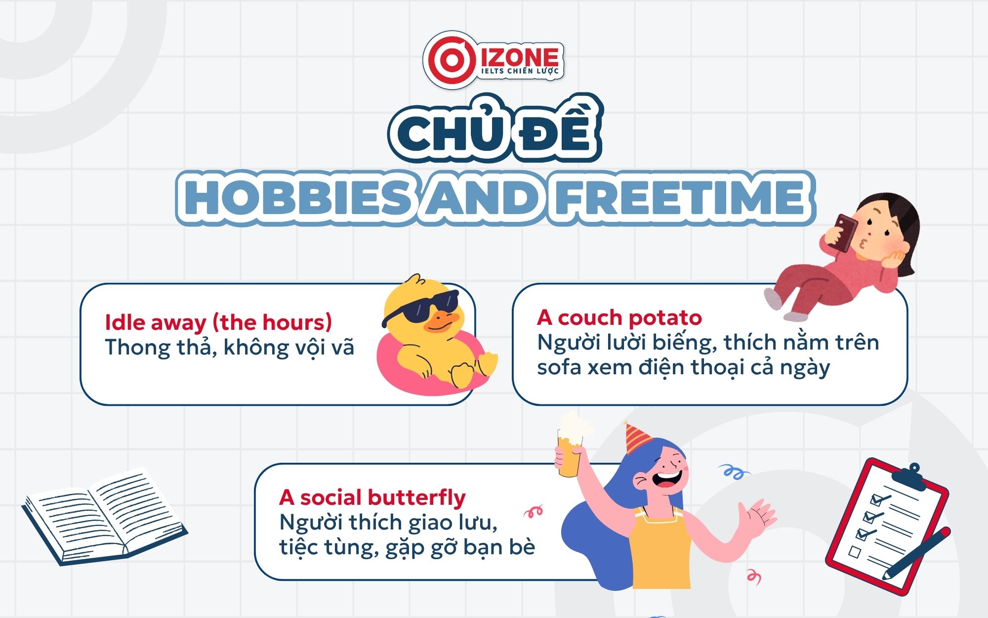 idiom thi thpt quoc gia chủ đề hobbies and freetime