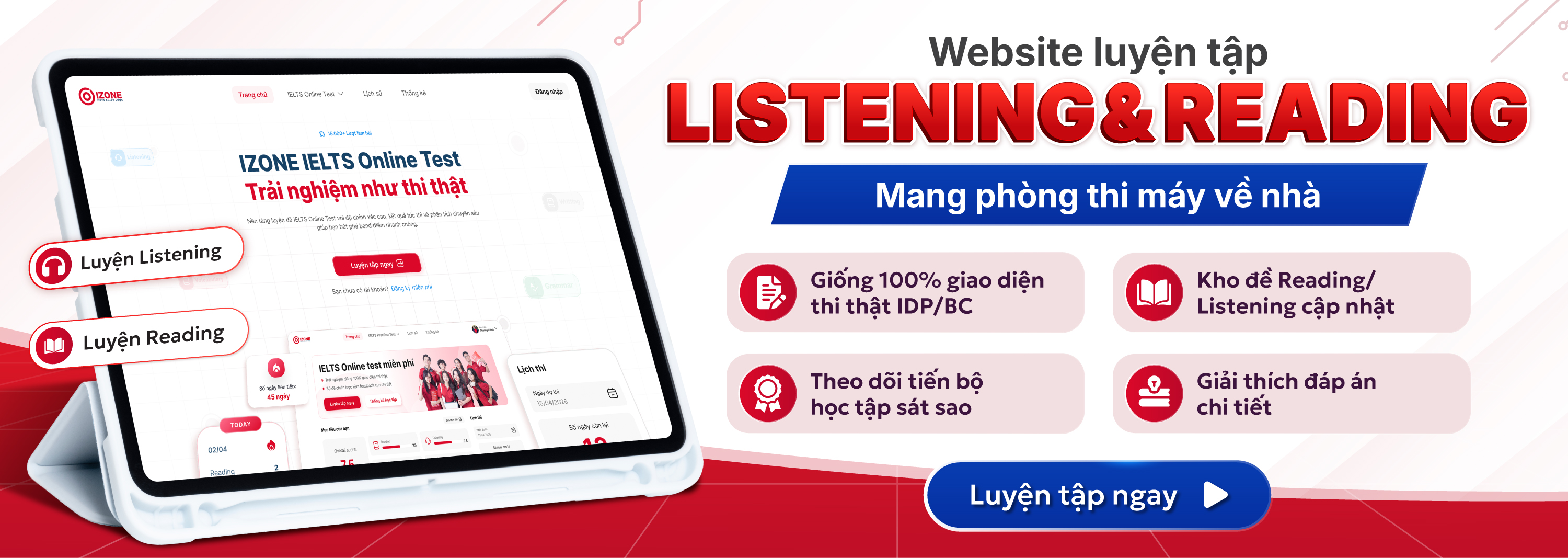 Website Luyện tập Listening và Reading IZONE