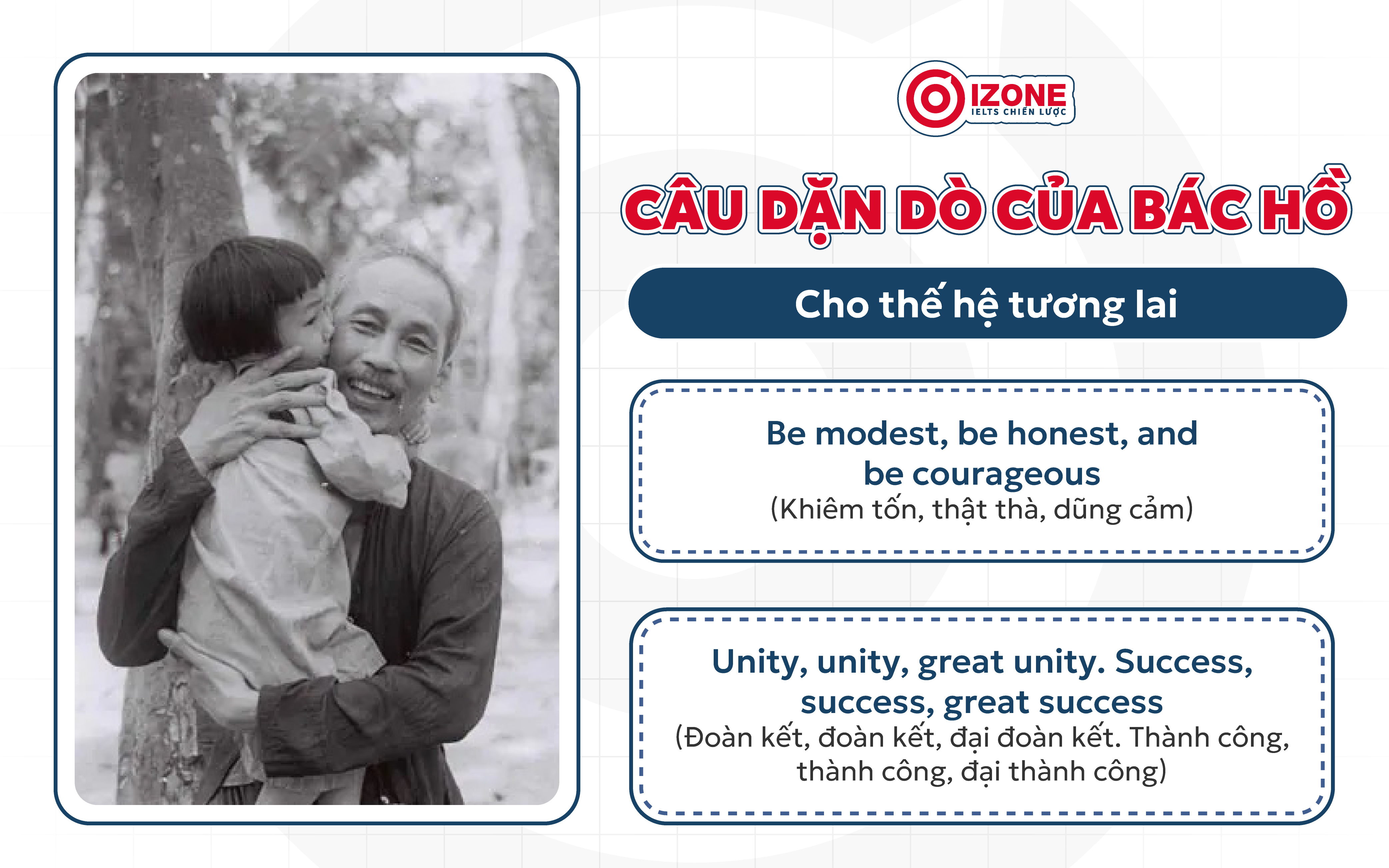 giới thiệu về Bác Hồ bằng tiếng Anh, câu dặc dò của Bác Hồ
