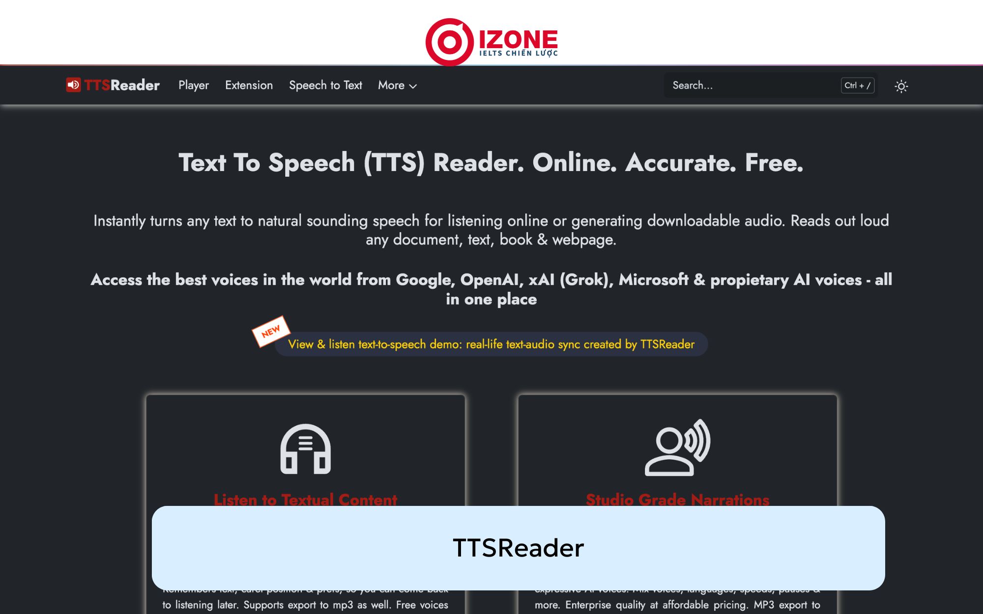 Web đọc tiếng Anh, TTSReader