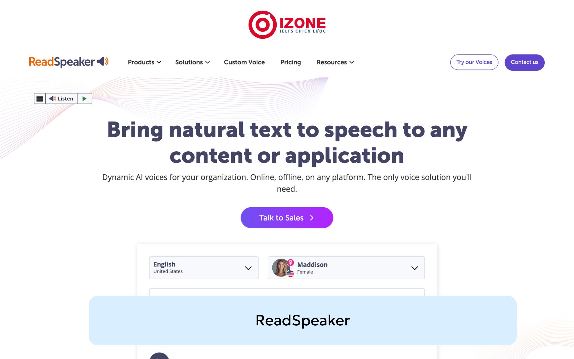Web đọc tiếng Anh ReadSpeaker