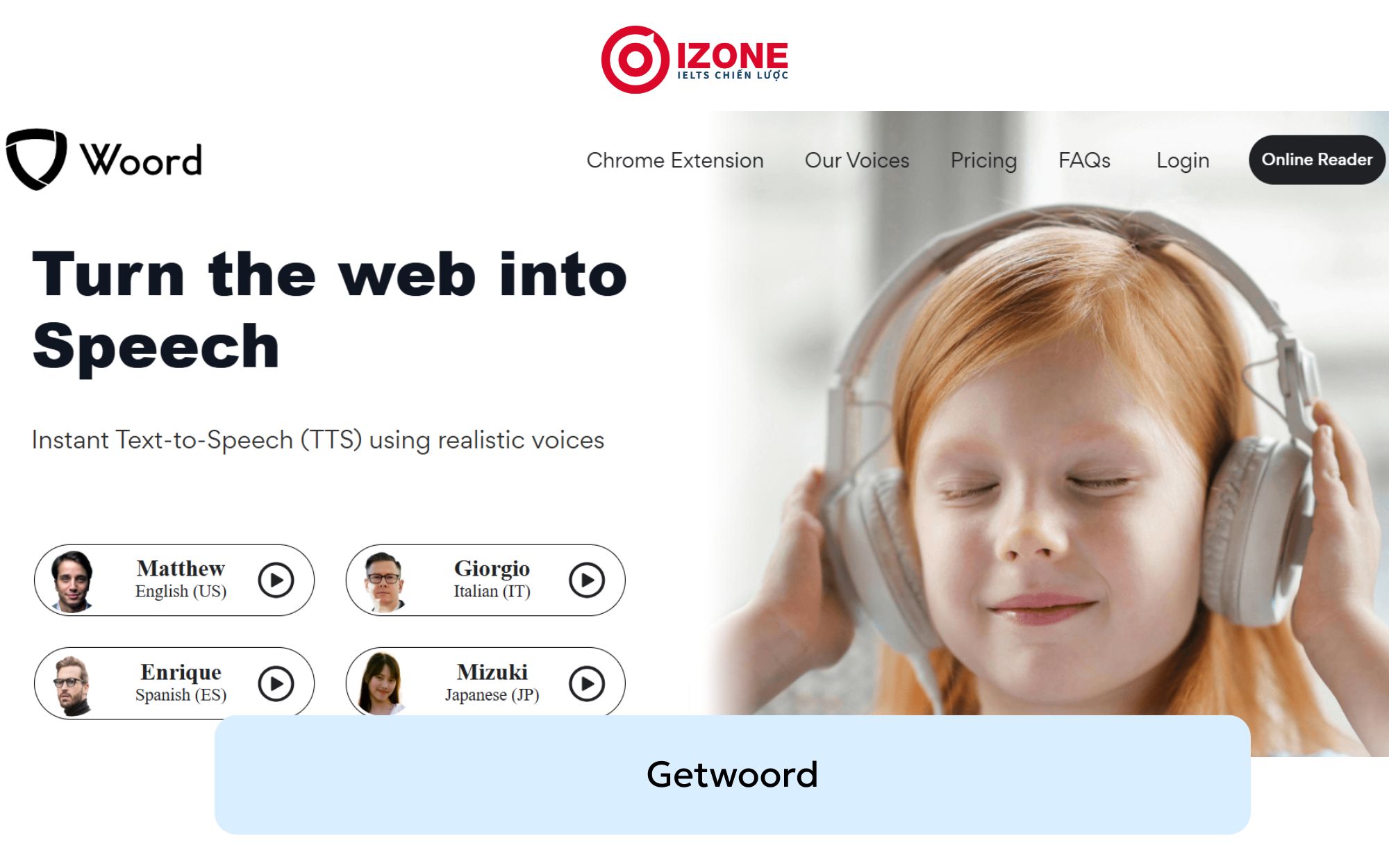 Web đọc tiếng Anh Getwoord